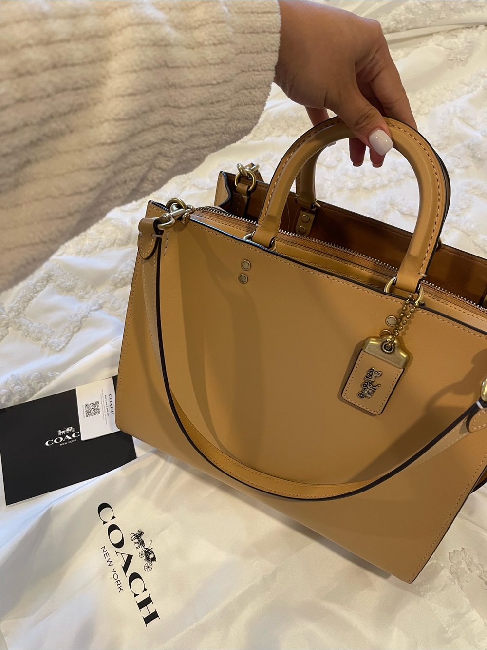 Coach Rogue bag 35in Tan Leather Structured Satchel with Detachable Strap - Picture 5 of 5